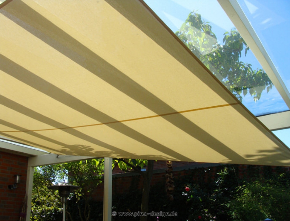 Sonnensegel feststehend Dortmund 4W V. Sonnensegel feststehend Dortmund 4W V. in champagner unter einem Wintergarten
