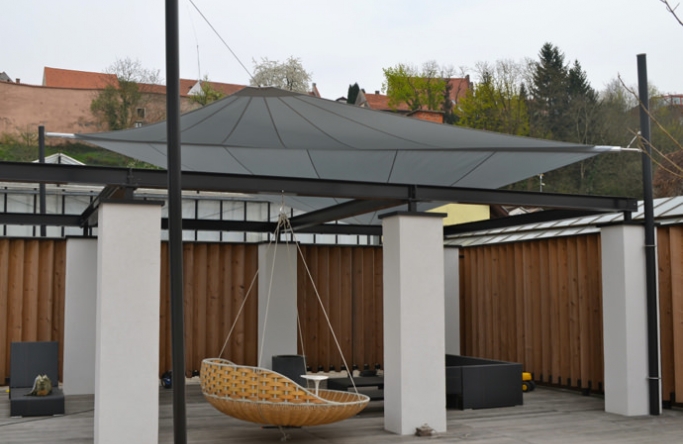 Dingolfingen - Sonnensegel über Pergola/ gartenterrasse
