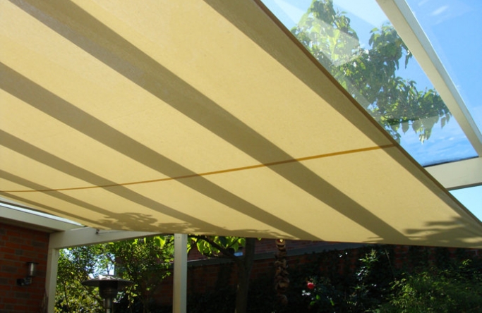 Sonnensegel feststehend Dortmund 4W V. Sonnensegel feststehend Dortmund 4W V. in champagner unter einem Wintergarten